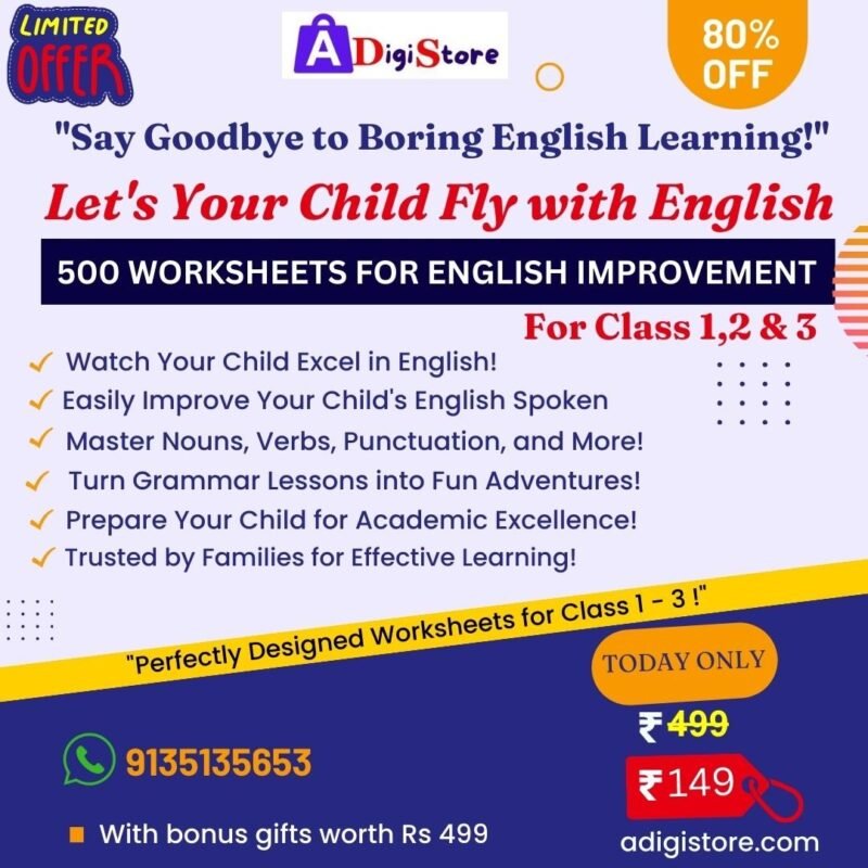 English worksheets for class 1,2 and 3
